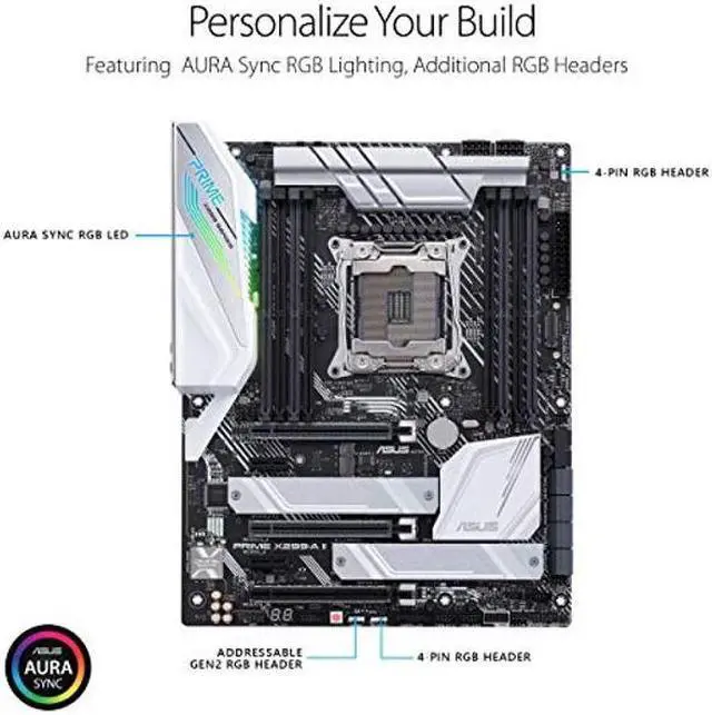 Alt view image 4 of 5 - Asus Prime X299- A II ATX Motherboard (Intel X299) LGA 2066, 12 IR3555 Power Stages, DDR4 4266 MHz, Triple M.2, USB 3.2 Gen 2 Type-C, Intel LAN and Aura Sync RGB Lighting