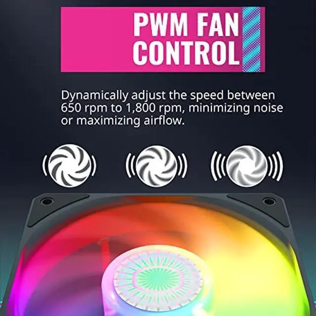 Alt view image 5 of 5 - Cooler Master SickleFlow 120 V2 ARGB 3in1 Square Frame Fan, ARGB 3-Pin Customizable LEDS, Air Balance Curve Blade, Sealed Bearing, 120mm PWM Control for Computer Case & Liquid Radiator