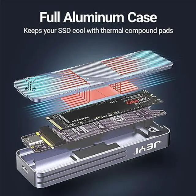 Alt view image 4 of 5 - JEY Visual Smart M.2 Enclosure with Touchscreen and RGB, USB 3.2 Gen 2 10Gbps, Compatible with 2230/2242/2260/2280 NVMe/ PCIe and NGFF/ SATA SSD, External Enclosure Support UASP Trim i9X-Zebra