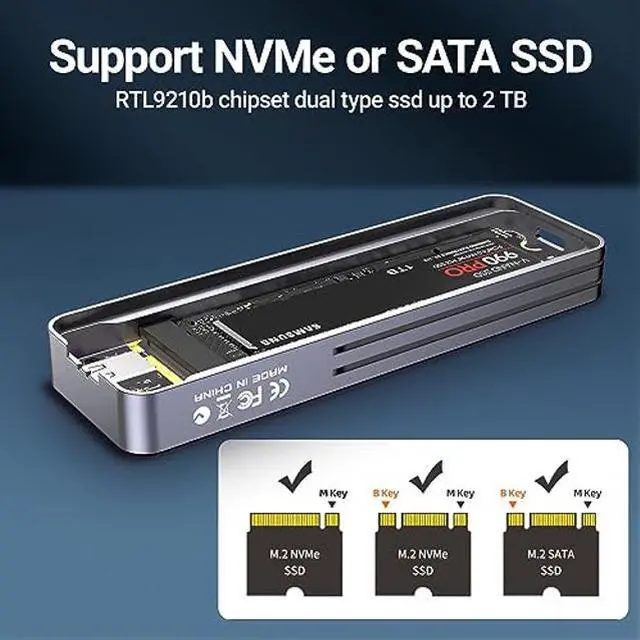 Alt view image 5 of 5 - JEY Visual Smart M.2 Enclosure with Touchscreen and RGB, USB 3.2 Gen 2 10Gbps, Compatible with 2230/2242/2260/2280 NVMe/ PCIe and NGFF/ SATA SSD, External Enclosure Support UASP Trim i9X-Zebra