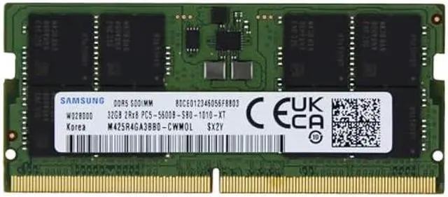 Main image of Samsung 32GB (1x32GB) DDR5 5600MHz PC5-44800 SODIMM 2Rx8 CL46 1.1v M425R4GA3BB0-CWM Notebook Laptop RAM Memory Module Upgrade Adamanta