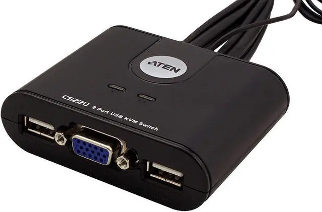 Alt view image 2 of 4 - ATEN CS22U 2-Port USB KVM Switch Remote Port SELECTOR, 0.9M Cables
