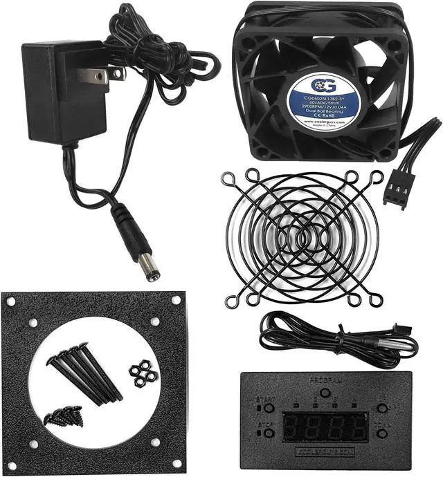 Alt view image 2 of 5 - Coolerguys 3.5-Inch Single 60mm Fan Cooling Kit with Programmable Thermostat