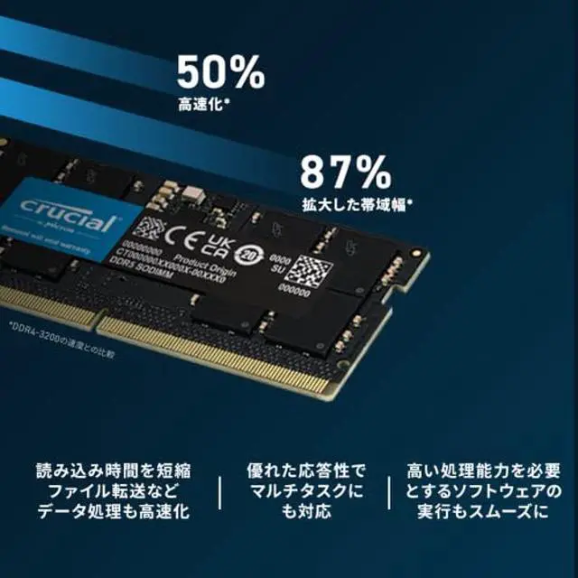 Alt view image 3 of 5 - Crucial RAM 8GB DDR5 4800MHz CL40 Laptop Memory CT8G48C40S5