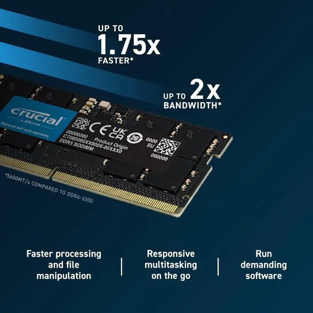 Alt view image 3 of 5 - Crucial RAM 16GB DDR5 5600MT/s (or 5200MT/s or 4800MT/s) Laptop Memory CT16G56C46S5
