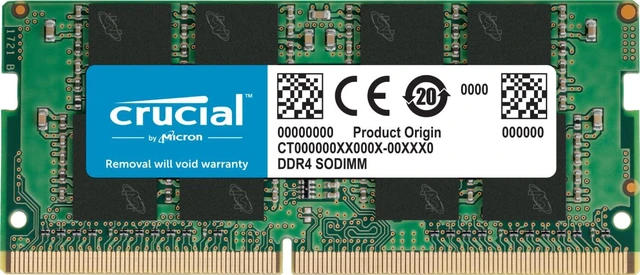 Main image of Crucial RAM 32GB DDR4 3200MHz CL22 (or 2933MHz or 2666MHz) Laptop Memory CT32G4SFD832A