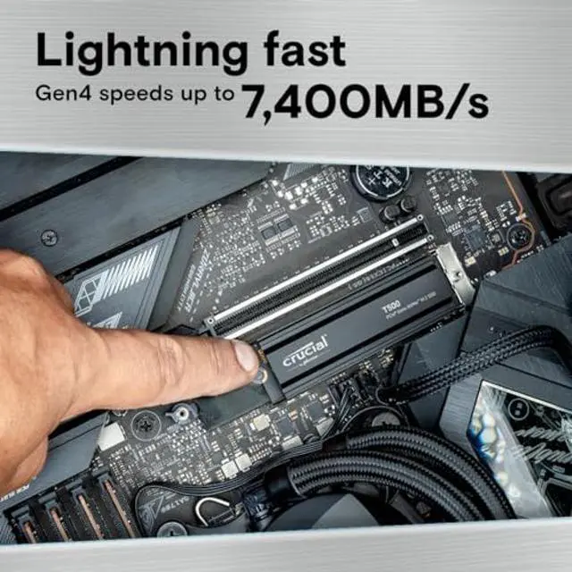 Alt view image 2 of 5 - Crucial T500 1TB Gen4 NVMe M.2 Internal Gaming SSD with Heatsink, Up to 7300MB/s, Playstation 5 Compatible + 1mo Adobe CC All Apps- CT1000T500SSD5