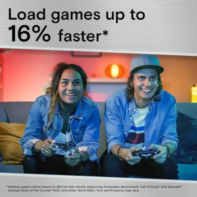 Alt view image 4 of 5 - Crucial T500 1TB Gen4 NVMe M.2 Internal Gaming SSD with Heatsink, Up to 7300MB/s, Playstation 5 Compatible + 1mo Adobe CC All Apps- CT1000T500SSD5