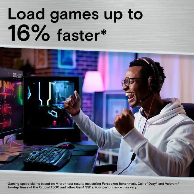 Alt view image 3 of 5 - Crucial T500 1TB Gen4 NVMe M.2 Internal Gaming SSD, Up to 7300MB/s, Laptop & Desktop Compatible + 1mo Adobe CC All Apps - CT1000T500SSD8