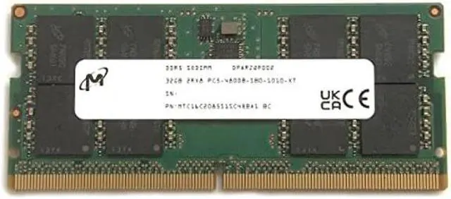 Main image of Micron SODIMM 32GB DDR5 4800 PC5 2Rx8 MTC16C2085S1SC48BA1 Laptop Notebook RAM Memory for Dell HP Lenovo and Other Systems