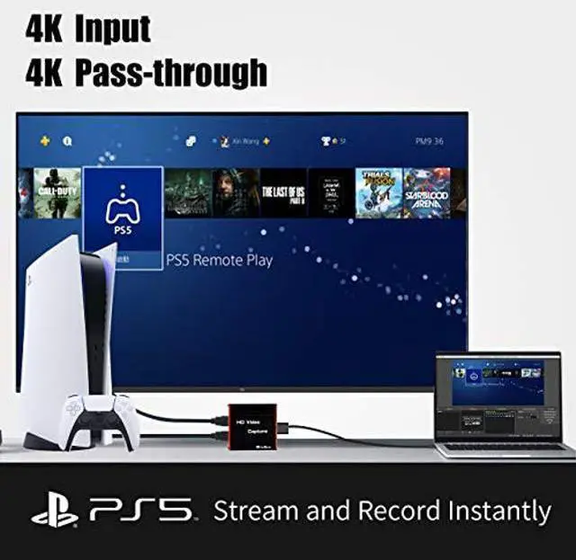 Alt view image 3 of 5 - Mirabox USB3.0 4K HDMI Video Capture Card, 1080P 60FPS HD Game Capture Device Cam Link with HDMI Passthrough Work with Xbox PS5 PS4 Switch DSLR for OBS Twitch Live Streaming and Recording