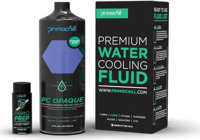 Alt view image 2 of 3 - PrimoChill Opaque Computer WaterCooling Fluid - Pre-Mix (32oz) - Powder Blue