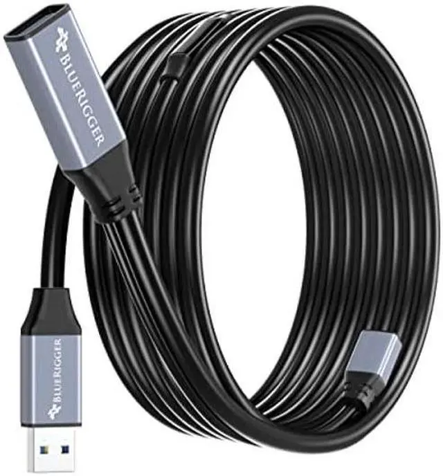 Main image of BlueRigger USB 3.0 Extension Cable (32FT, Active, 5 Gbps, In-Wall CL3 Rated, Type A Male to Female Adapter Cord) - Long USB Repeater Extender for VR Headset, Printer, Hard Drive, Keyboard, Mouse, Xbox