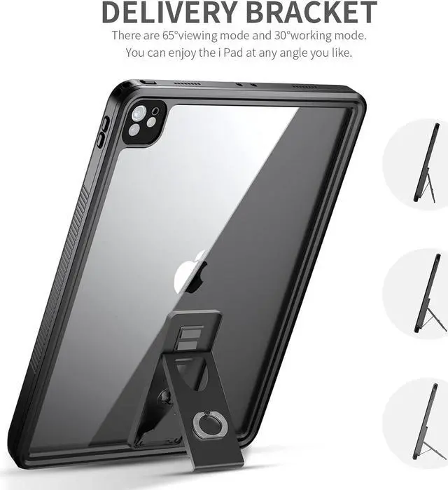 Alt view image 5 of 5 - AICase iPad Pro 12.9 inch 2021 Gen 5 Waterproof Protective Dustproof Shockproof Cover with 360 Full-Body Protection, with Lanyard and Kickstand
