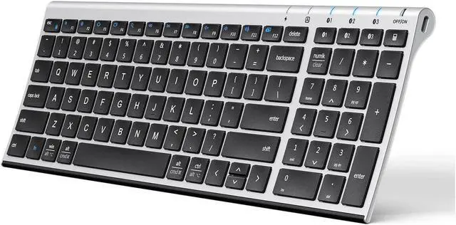 Main image of iClever BK10 Bluetooth Keyboard, Universal Bluetooth 5.1 Wireless Keyboard with Number Pad, Ergonomic Design, Multi-Device Compatibility, Stable Connection for Mac, iPad, iPhone, Android, Windows