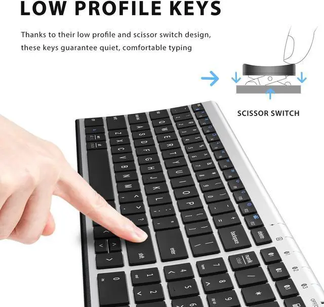 Alt view image 4 of 5 - iClever BK10 Bluetooth Keyboard, Universal Bluetooth 5.1 Wireless Keyboard with Number Pad, Ergonomic Design, Multi-Device Compatibility, Stable Connection for Mac, iPad, iPhone, Android, Windows
