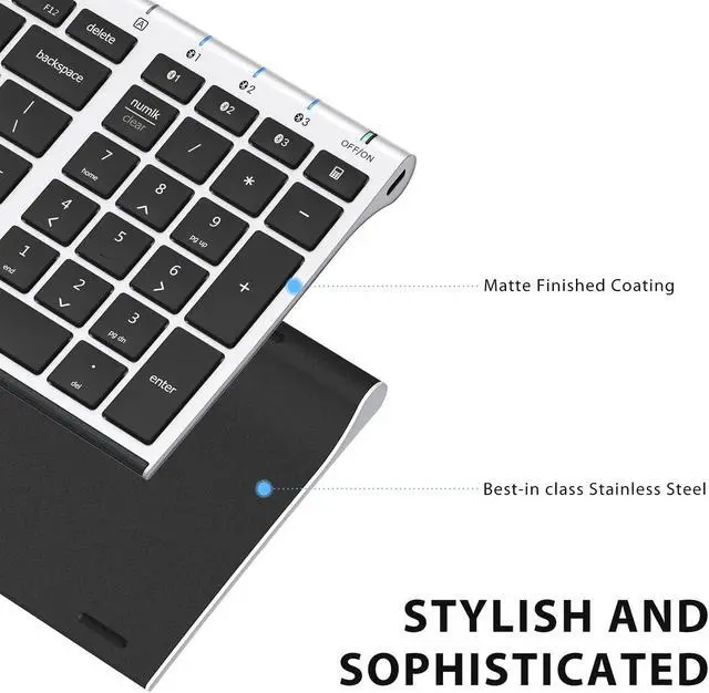 Alt view image 5 of 5 - iClever BK10 Bluetooth Keyboard, Universal Bluetooth 5.1 Wireless Keyboard with Number Pad, Ergonomic Design, Multi-Device Compatibility, Stable Connection for Mac, iPad, iPhone, Android, Windows