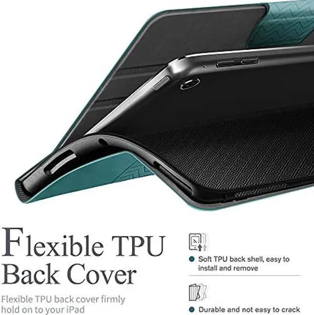 Alt view image 5 of 5 - auaua Case for ipad 9.7 6th/5th Generation, iPad Air 2/Air 1, iPad Pro 9.7 with Pencil Holder Auto Sleep/Wake Vegan Leather(Green)