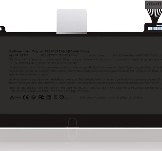 Alt view image 3 of 5 - BatPower A1322 Replacement Laptop Battery for Apple Mid 2009 2010 2012 Early 2011 Late 2011 MacBook Pro 13 A1278 EMC 2326 2351 2419 2554 2555 Battery MacBook Pro 13" A1278 Apple A1322 Battery 63.5Wh