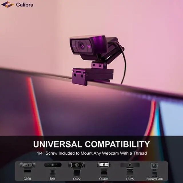 Alt view image 2 of 5 - Calibra Webcam Mount - Webcam Stand for Top of Monitor and Laptop Screen with Adjustable Arm for Logitech Brio 4K Logitech C920 C925e C960 C930e C930 C922x C922 and Any Webcam with 1/4 Thread
