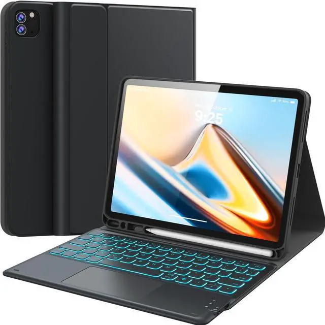 Main image of iPad Air 5th/4th Generation Case with Keyboard, iPad Pro 11 inch Keyboard, Smart Trackpad, 7 Color Backlit, Wireless Detachable Keyboard for iPad Air 10.9 2022/2020, iPad Pro 11 (4/3/2/1 Gen), Black