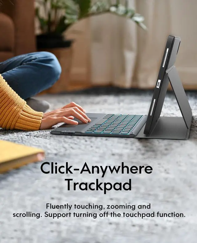 Alt view image 4 of 5 - iPad Air 5th/4th Generation Case with Keyboard, iPad Pro 11 inch Keyboard, Smart Trackpad, 7 Color Backlit, Wireless Detachable Keyboard for iPad Air 10.9 2022/2020, iPad Pro 11 (4/3/2/1 Gen), Black