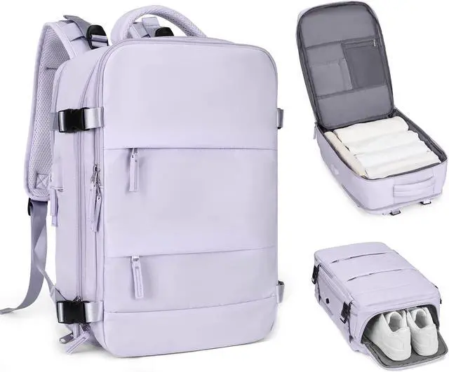 Main image of coofay Large Carry On Backpack Flight Approved Personal Item Travel Backpack For Women Airline Approved Waterproof Sports Luggage Backpack Casual Daypack Small Hiking Backpack Purple Backpack