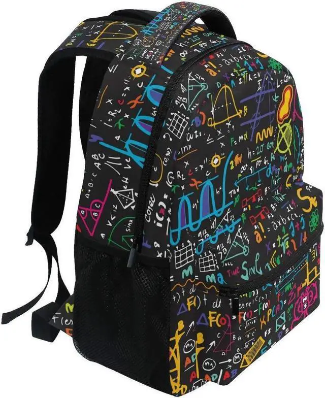 Alt view image 2 of 5 - ALAZA Colorful Math Science Geometric Large Backpack Personalized Laptop iPad Tablet Travel School Bag with Multiple Pockets for Men Women College