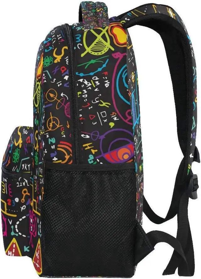 Alt view image 4 of 5 - ALAZA Colorful Math Science Geometric Large Backpack Personalized Laptop iPad Tablet Travel School Bag with Multiple Pockets for Men Women College