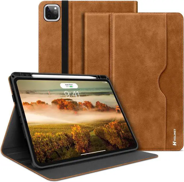 Main image of H HOLIMET Case for iPad Pro 11 inch 2022 4th/3rd/2nd/1st Generation 2021/2020/2018 with Pencil Holder PU Leather Protective with Pocket Soft TPU Back Shockproof