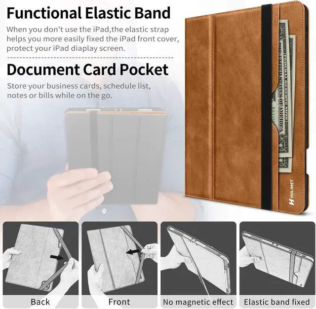 Alt view image 4 of 5 - H HOLIMET Case for iPad Pro 11 inch 2022 4th/3rd/2nd/1st Generation 2021/2020/2018 with Pencil Holder PU Leather Protective with Pocket Soft TPU Back Shockproof