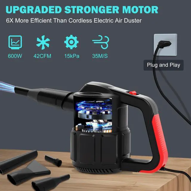 Alt view image 2 of 5 - innhom 600W Electric Air Duster for Computers Air Duster for Keyboard Cleaner 42CFM Air Duster Compressed Air for PC Laptop Blinds Printer Dust Crumbs Replaces Compressed Air Can