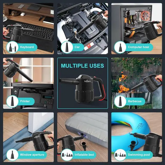 Alt view image 4 of 5 - innhom 600W Electric Air Duster for Computers Air Duster for Keyboard Cleaner 42CFM Air Duster Compressed Air for PC Laptop Blinds Printer Dust Crumbs Replaces Compressed Air Can