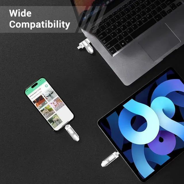 Alt view image 4 of 5 - 256GB Photo-Stick-iPhone-15-Thumb-Drive Flash-Drive-iPhone-Photo-Storage iPhone Backup Stick For Photos Videos Contacts iPhone-Photo-Transfer-Stick iPad USB C Memory Photo-Stick-Android iPad-USB-Drive