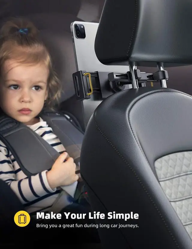 Alt view image 2 of 5 - Lamicall Car Headrest Tablet Holder and Wooden Laptop Stand