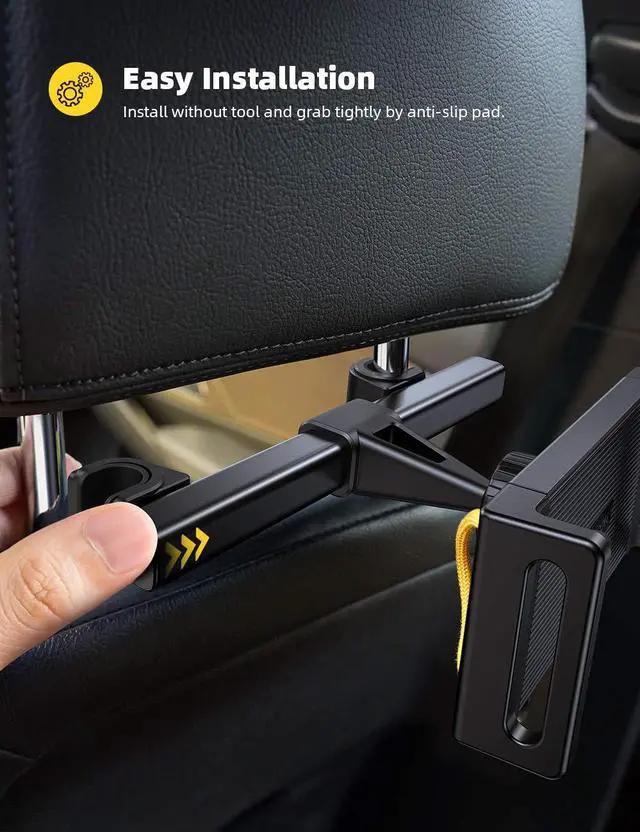 Alt view image 3 of 5 - Lamicall Car Headrest Tablet Holder and Wooden Laptop Stand
