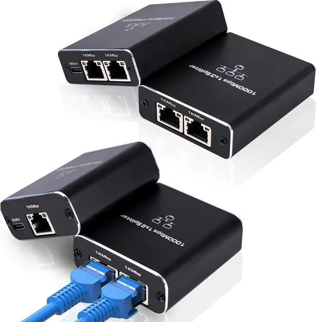 Main image of LIEZHUA Ethernet Splitter High Speed - 1000Mbps Ethernet Splitter 1 to 2, Network LAN Adapter RJ45 Internet Splitter with USB Power Cablefor Cat 5/6/7/8 Cable [2 Devices Simultaneous Networking]