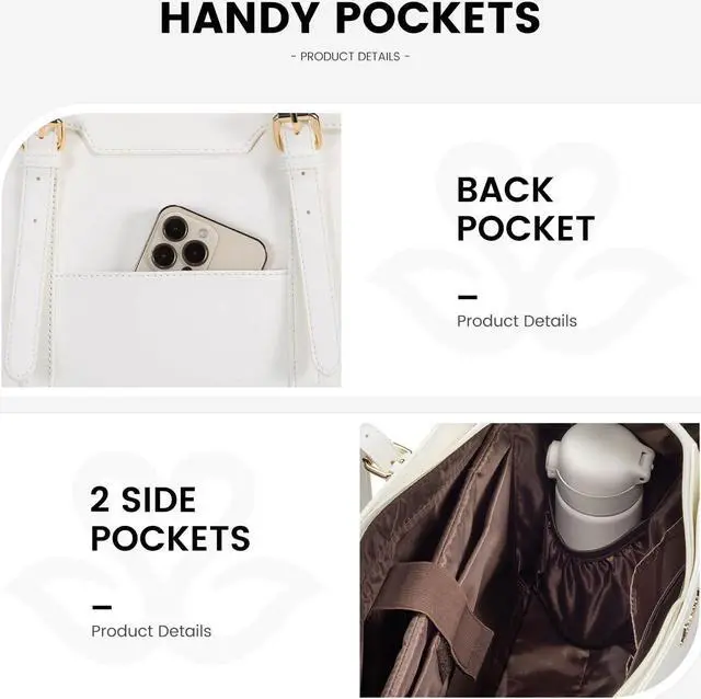 Alt view image 5 of 5 - LOVEVOOK Laptop Bag for Women 15.6 inch Lightweight Leather Laptop Tote Bag, Large Capacity Computer bag with Clutch Purse for Business, Work, Office, Travel, SchoolWhite15.6 Inch