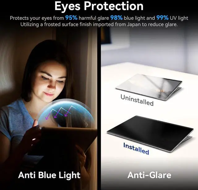 Alt view image 4 of 5 - Magnetic Privacy Filter Compatible with Microsoft Surface Pro 10 (2024) / Pro 9 (2022) / Pro 8 (2021) / Pro X (2021, 2019), 13 Inch Removable Anti Spy Glare Blue Light Privacy Screen