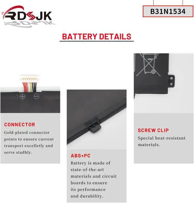 Alt view image 5 of 5 - B31N1534 Laptop Battery for Asus Zenbook U5000 UX510 UX510UW UX510UW-1A UX510UW1A UX510UW-RB71 UX510UW-CN044T UX510UX UX510UX-1A UX510UX-CN020T UX510UX-CN044T UX510UX-CN216T 0B200-02030000 11.4V 48Wh