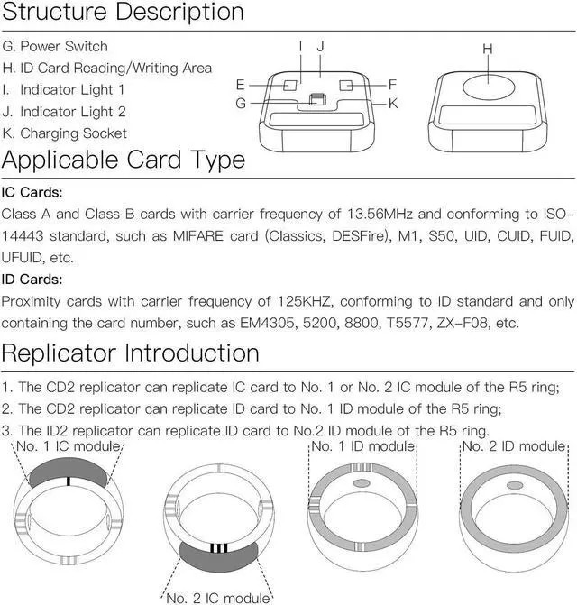 Alt view image 5 of 5 - Upgrade RGTTOTG CDS Smart Card Reader Writable Key ID IC NFC Card Replicator Reader 125KHz Frequency Identification Card Writer for R4 R5 Smart Ring Reading Writing