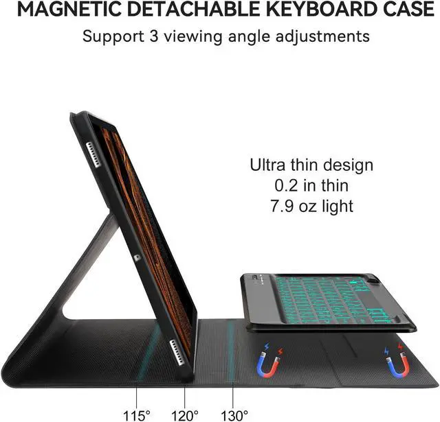 Alt view image 5 of 5 - SENGBIRCH Keyboard Case for Samsung Galaxy Tab S10 Ultra, 14.6 inch Keyboard for S9 Ultra&S8 Ultra Tablet - Backlit Magnetic Detachable, Smart Cover Case for Tab S9 Ultra, Auto Sleep/Wake, Black