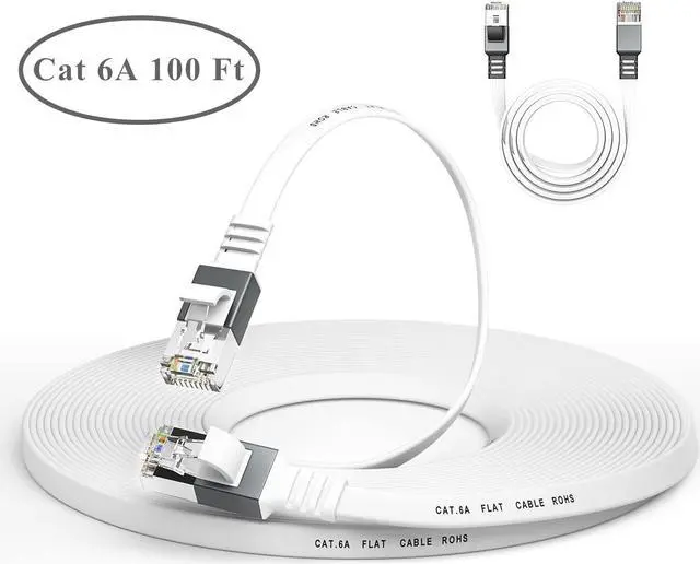 Main image of (Cat 8 20 Ft + Cat 6a 100 Ft) Ethernet Cable,Durable Flat Internet Network LAN Cable with Slim High Speed Gigabit Computer Wire with RJ45 Connectors, White