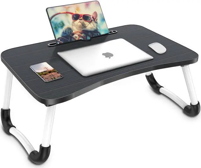 Main image of Zapuno Laptop Bed Desk, Foldable Laptop Tray Table with Tablet Slot, Lapdesk Laptop Stand for Bed Portable Standing Table for Bed Couch Floor