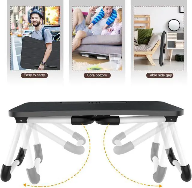 Alt view image 2 of 5 - Zapuno Laptop Bed Desk, Foldable Laptop Tray Table with Tablet Slot, Lapdesk Laptop Stand for Bed Portable Standing Table for Bed Couch Floor