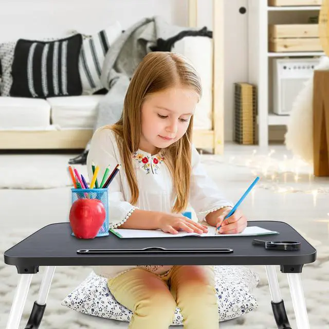 Alt view image 3 of 5 - Zapuno Laptop Bed Desk, Foldable Laptop Tray Table with Tablet Slot, Lapdesk Laptop Stand for Bed Portable Standing Table for Bed Couch Floor