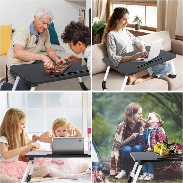 Alt view image 5 of 5 - Zapuno Laptop Bed Desk, Foldable Laptop Tray Table with Tablet Slot, Lapdesk Laptop Stand for Bed Portable Standing Table for Bed Couch Floor