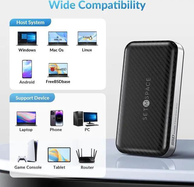 Alt view image 4 of 5 - SETMSPACE External Hard Drive, External SSD 256G, Portable Hard Drive 5Gbps | 551MB/s, USB C Hard Drive for Storage and Backup, High-End Solid State External Hard Drive for Mac, Xbox [LP5-256G]