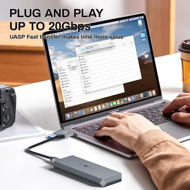 Alt view image 2 of 5 - NVME Enclosure ['Tough Guy' Quality], 20 Gbps M.2 Enclosure for M-Key PCIe NVME, Solid Aluminium Alloy SETMSPACE M.2 Enclosure with USBC/A Cable, Screw Fixed SSD Enclosure for 2230/2242/2260/2280-Grey