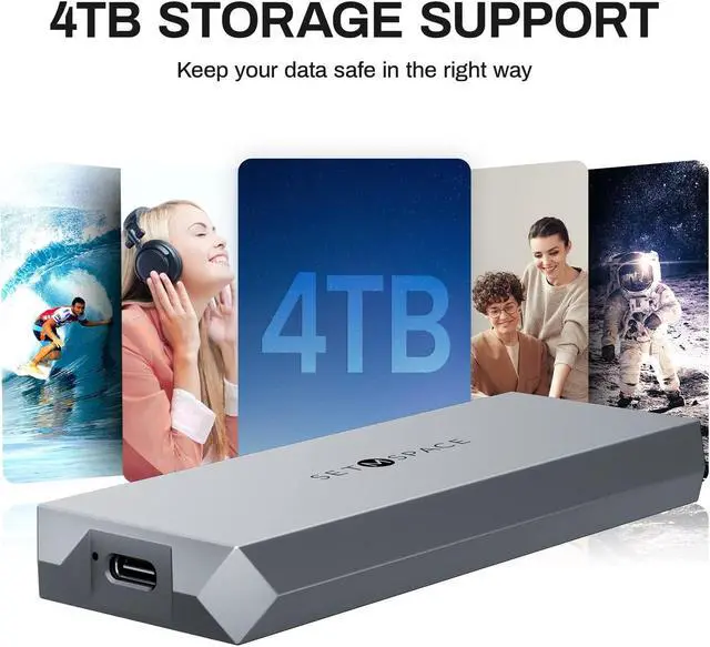 Alt view image 5 of 5 - NVME Enclosure ['Tough Guy' Quality], 20 Gbps M.2 Enclosure for M-Key PCIe NVME, Solid Aluminium Alloy SETMSPACE M.2 Enclosure with USBC/A Cable, Screw Fixed SSD Enclosure for 2230/2242/2260/2280-Grey